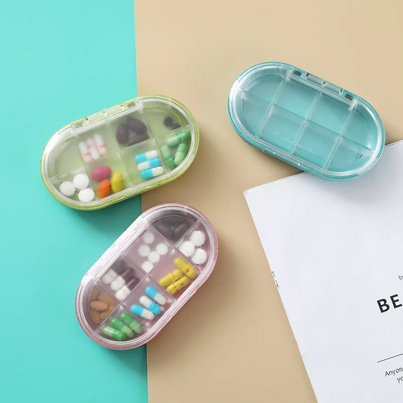 Portable 8 Grids Pill Box Drug Tablet Medicine Storage Holder Splitter Organizer Container Pill Organizer Weekly
