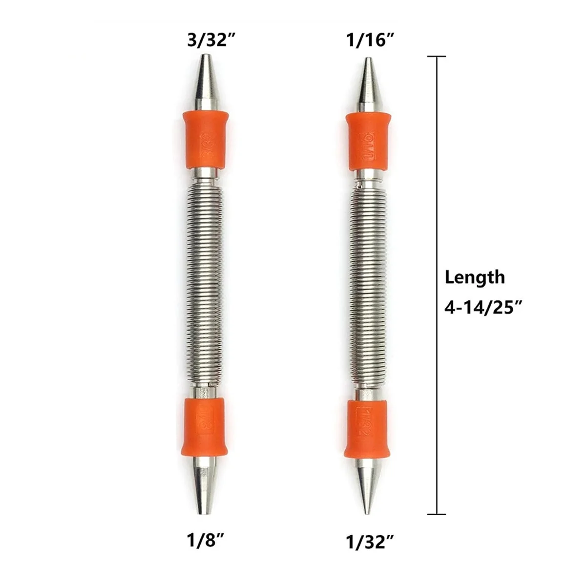 2Pcs Spring Tool Set 1/32In, 1/16In, 3/32In, 1/8In Nail Punch, Spring Loaded Rivet Removal Set for Wood