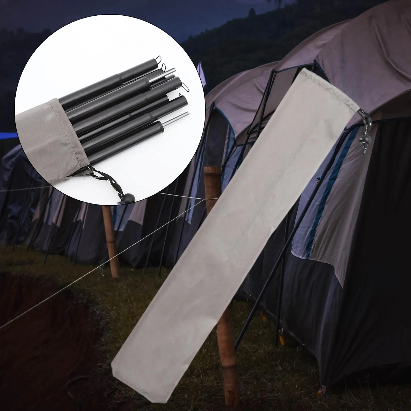 Tent Stakes Storage Pouch Awning Rods Carrying Bag 22.44inch Length Ground Pegs Bags for Trekking Backpacking Hiking Fishing