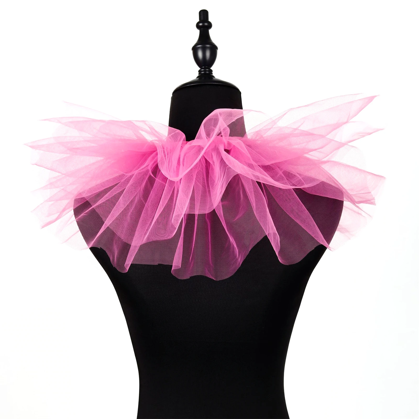 Victorian Renaissance Clown Ruffle Collar Layered Tulle Mesh Neck Accessory Halloween Cosplay Costume view 5