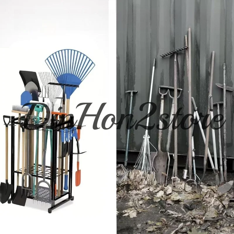 Multifunctional upgraded tool rack, black utility rack rust-proof multifunctional balcony