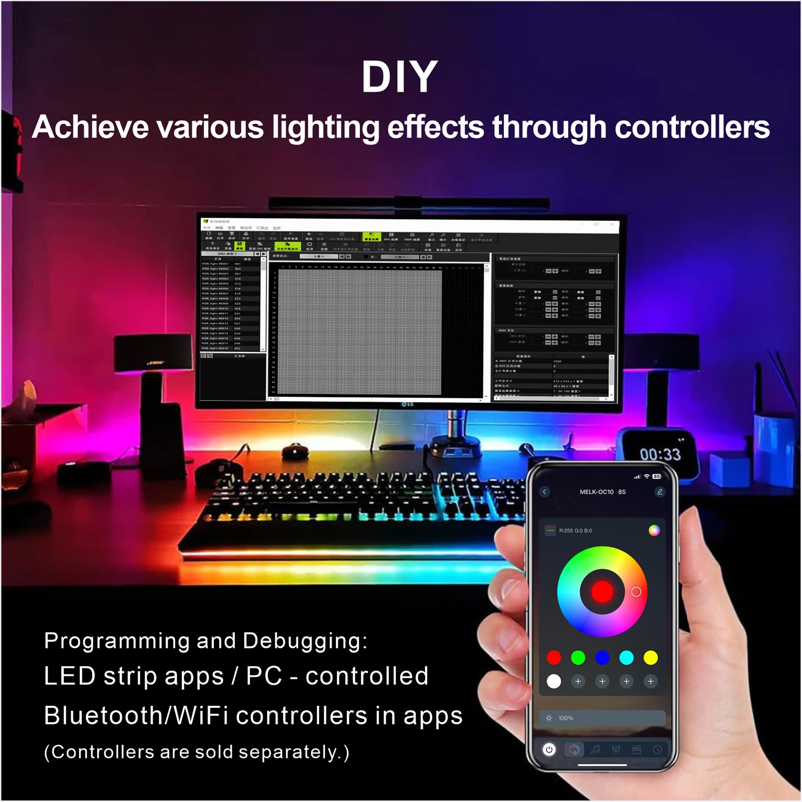 5050 RGB LED Strip Addressable DC 5V 3pin WS2812B IC 30 LEDs/M 60LEDs/M IP30 IP65 Lamp Waterproof Light Tape Chip LED 5M Digital