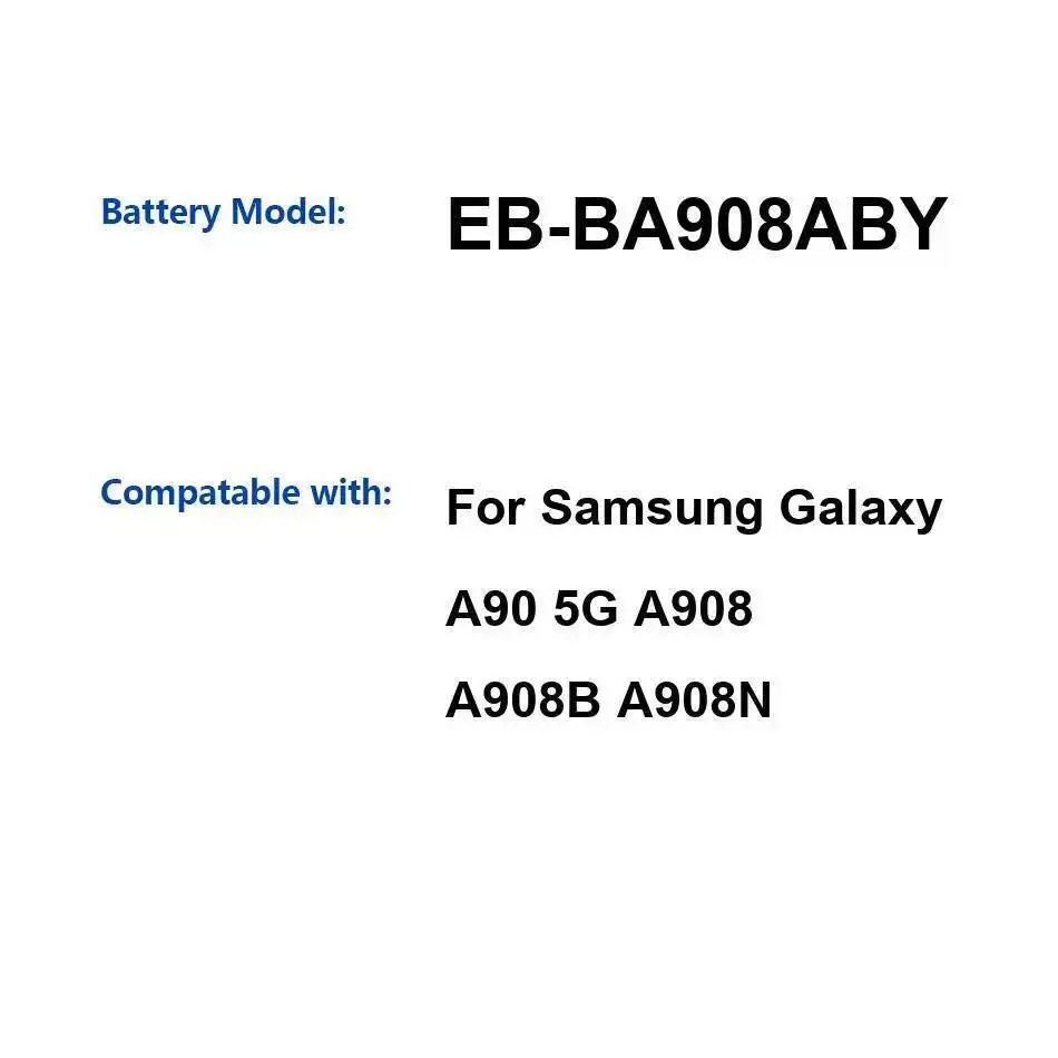 

Fast Charging Mobile Phone Battery EB-BA908ABY High Compatibility 4400Mah For Samsung Galaxy A90 5G A908 A908B A908N
