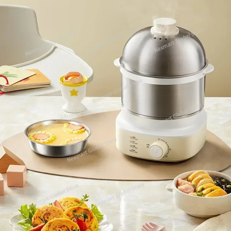 220V Auto Power-off Egg Cooker, Household Mini Steamer, Timed Egg Steaming Machine 360W