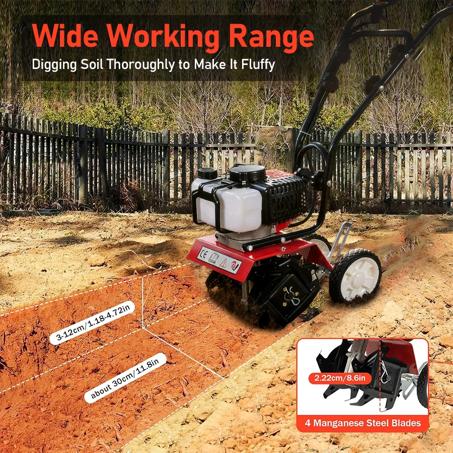 손으로 미는 소형 경운기 농업용 정원 도구 다기능 경량 로터리 틸러 기계 화단용