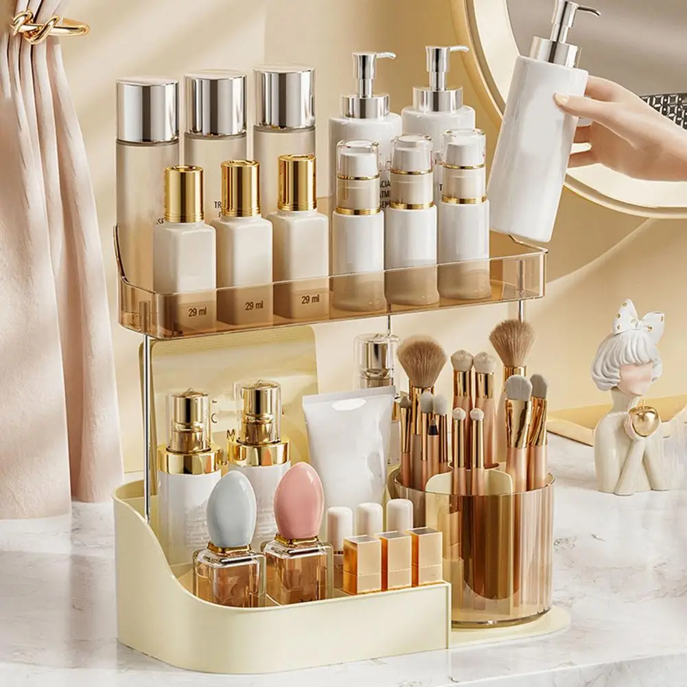 Storage Organizer Organizer Capacity 2-tier Cosmetic Storage Box for Countertop Organization Easy Assembly Makeup for Bathroom