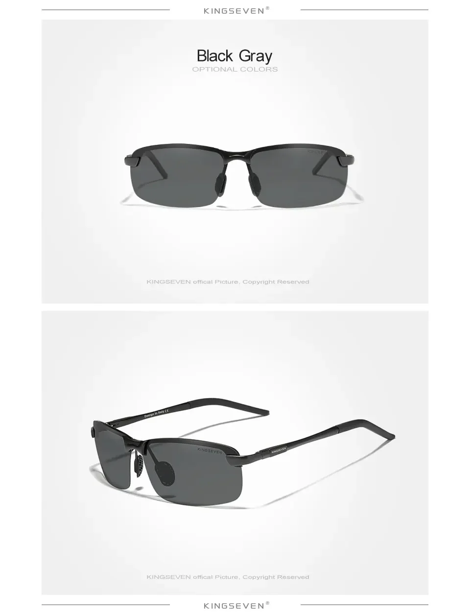 KINGSEVEN Marke Upgrade männer Aluminium Sonnenbrille Hohe Qualität Polarisierte Randlose Einfache Outdoor Sport Brillen – Detail 5