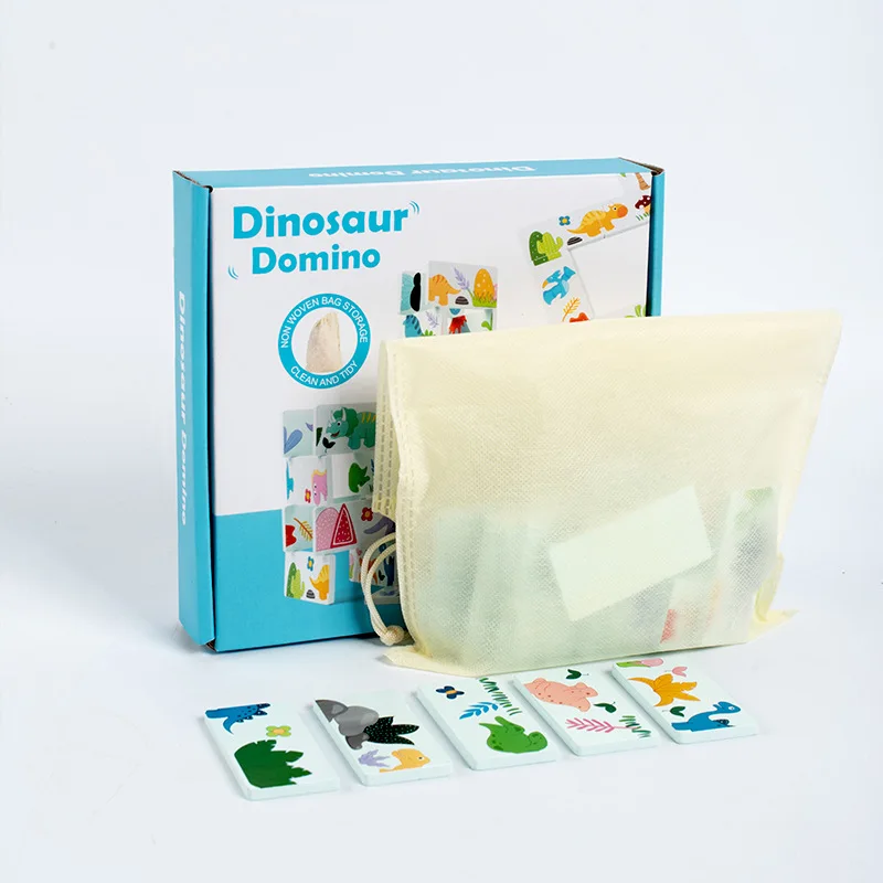 Jouet en bois dinosaure dominos, jeu de relais d'appairage d'ombre animale, Images assorties, jouets éducatifs Montessori pour enfants