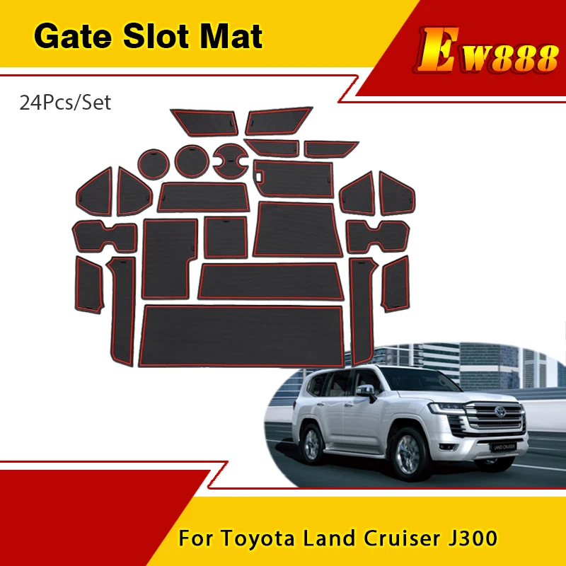 Door Groove Mats For Toyota Land Cruiser J300 LC300 2022~2024 Anti-Slip Cushion Gate Slot Pads Coaster Car Accessories Stickers