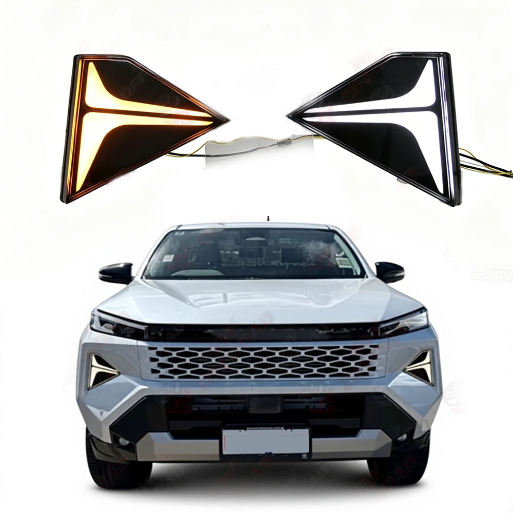 Airplane Model LED DRL Daytime Running Lights for Toyota Hilux Travo Prerunner 2026+ Day Lamps Turn Signal Lights Fog Light