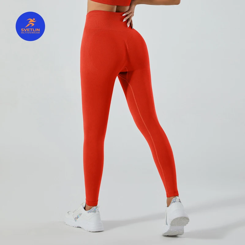 SVETLIN High Quality EU US Size Active Wear Leggings: Seamless Peach Tummy Control Running Tight Yoga Pants