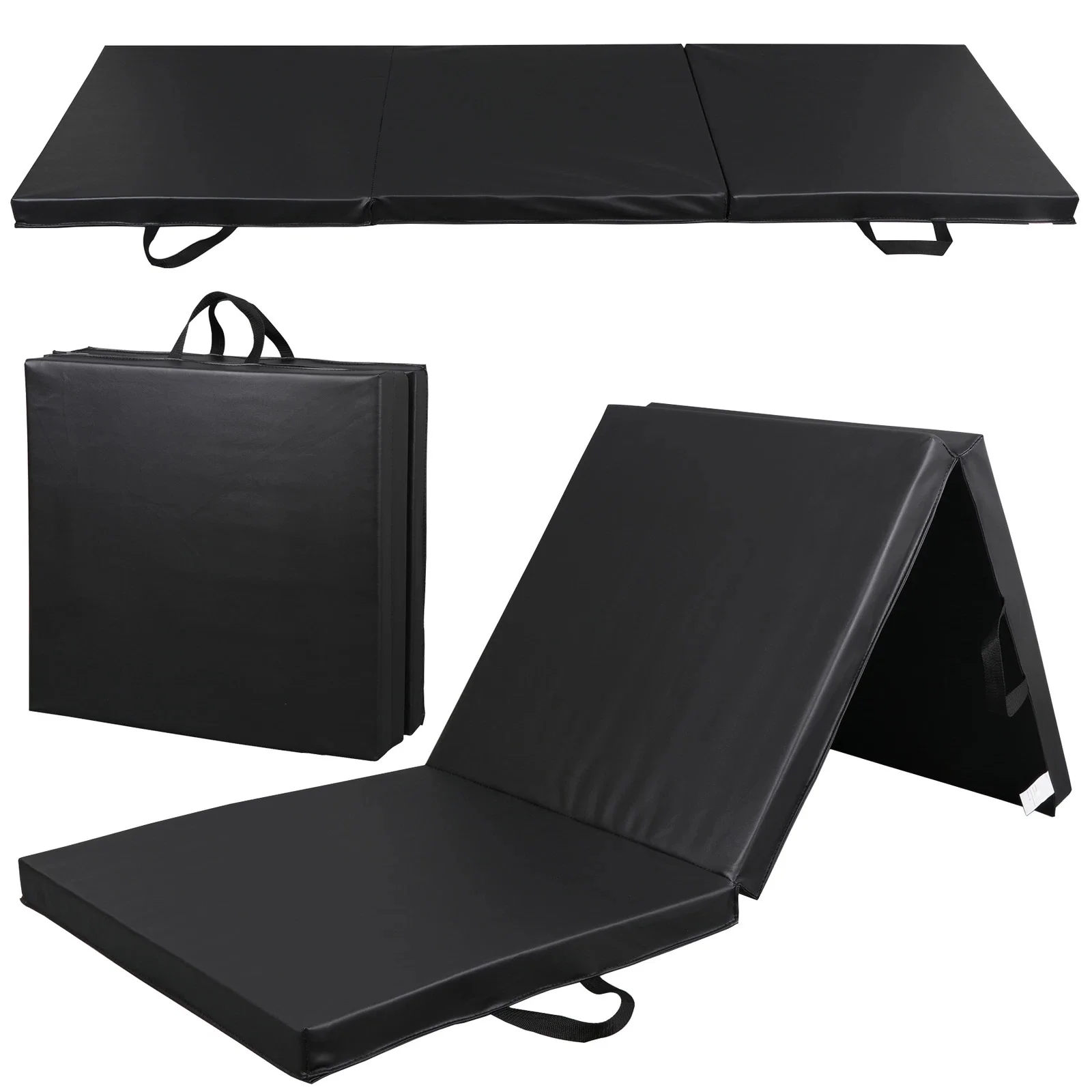 6'x2' Non-Slip PU Leather Folding Exercise Mat Gym Mat for Gymnastics Yoga