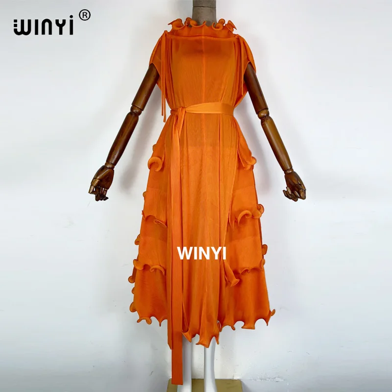 

2022 Araba Pleated Dress women's geometric printing oversized round neck wild color contrast Casol summer fashion