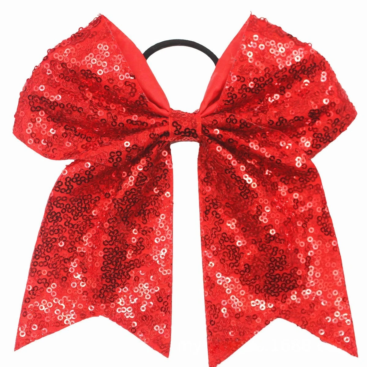 Sequin Swallowtail Bow Scrunchie Solid Color Glitter Hair Tie Ponytail Holder Cheerleading Hair Accessories for Women Party view 5