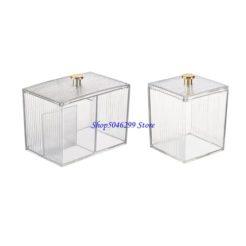 

H55A Stylish Vanity Storage Jar For Cosmetic Pads Qtips Clear Countertop Makeup Box