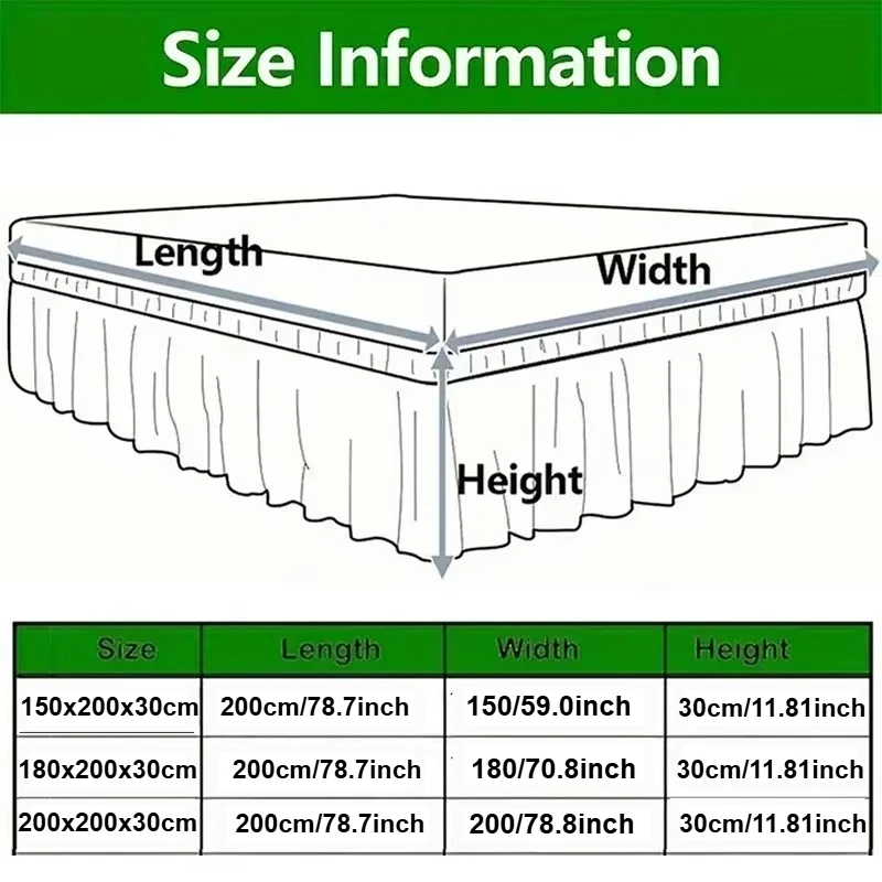Crushed Velvet Divan Bed Base Wrap Valance Frame Cover with Around Elactic Belts and Three Sides Fabric (No Platform) Bed Skirt