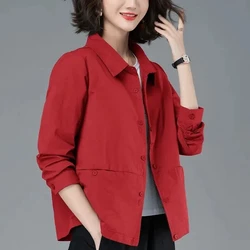 2026 Spring Summer Women Thin Short Jacket Mother Fashion Cardigan Cotton Shirt Windbreaker Female Leisure Jackets Outwear Coat