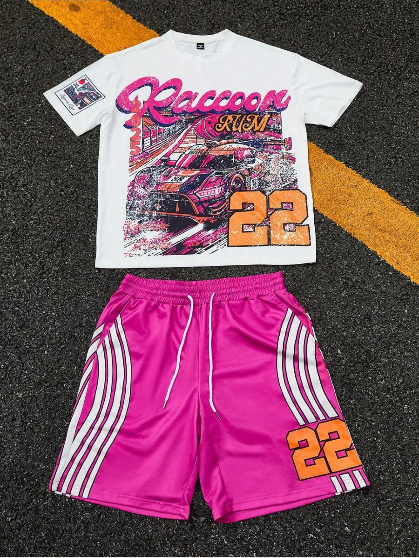 

2026 Summer New Men's Short-Sleeved Set with 3D Trendy Letter Print for Casual Street Style Fashionable Comfortable and Soft
