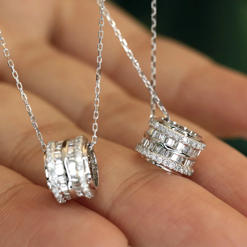 CAOSHI Metallic Silver Color Round Pendant Necklace Luxury Cubic Zirconia Daily Wearable Jewelry Versatile Accessories for Women