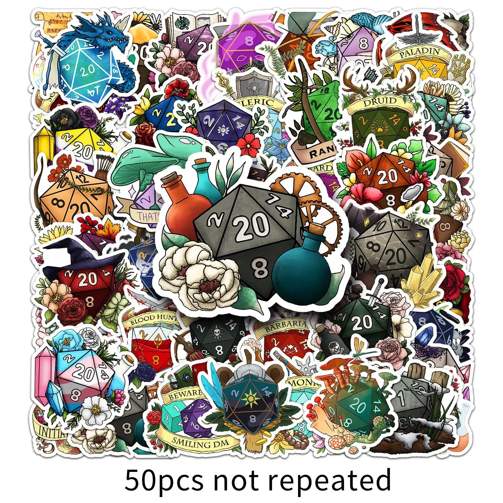50PCS Magic Game Würfel Kreativität Blumen Cartoon Aufkleber DIY Telefon Laptop Gepäck Skateboard Graffiti Aufkleber Spaß für Spielzeug