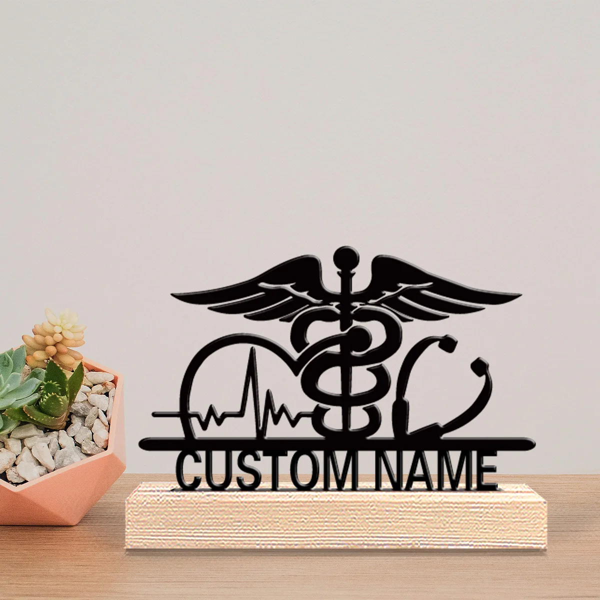1pc Fun Personalized Custom Stethoscope Metal Statues Suitable For Doctor Medical Staff Desktop Decorative Art Office Decoration