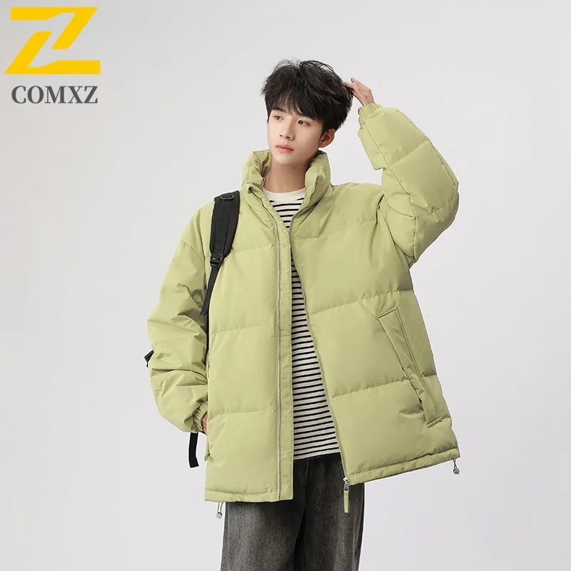 

COMXZ 2025 Men Women Stand Collar Puffer Jacket Winter Casual American Style Coat leisure outdoor sports lightweight windbreaker
