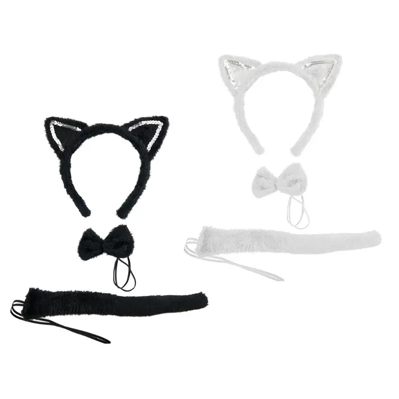 

N80C Cats ear Headband Costume Cats Cosplay Costumes For Women Cats Costume Set Cats Costume Halloween Party dress Up