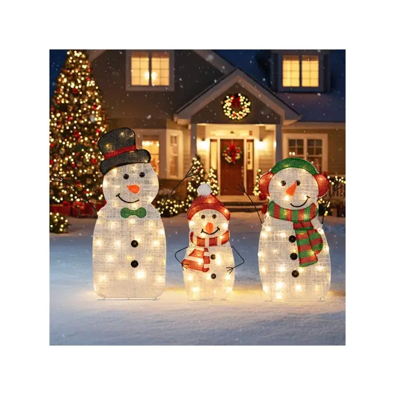 

Семейное украшение снеговика с подсветкой из 3 предметов — 95 светодиодов теплого белого цвета, металл и ткань, размеры 30,5 дюйма, 25,5 дюйма, 20,5 дюйма (разноцветный)