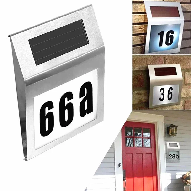 Solar House Number Sign Light  LED Illuminated Outdoor Address Plaque Smart Control IP44 Waterproof for Outside Home Yard Street