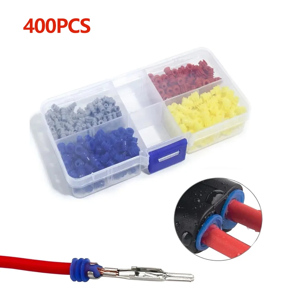 400 Pcs Sealed 1.5mm/3.5mm Connector Rubber Seal Silicone Cable Wire Seals for Waterproof Automotive Electrical Plug