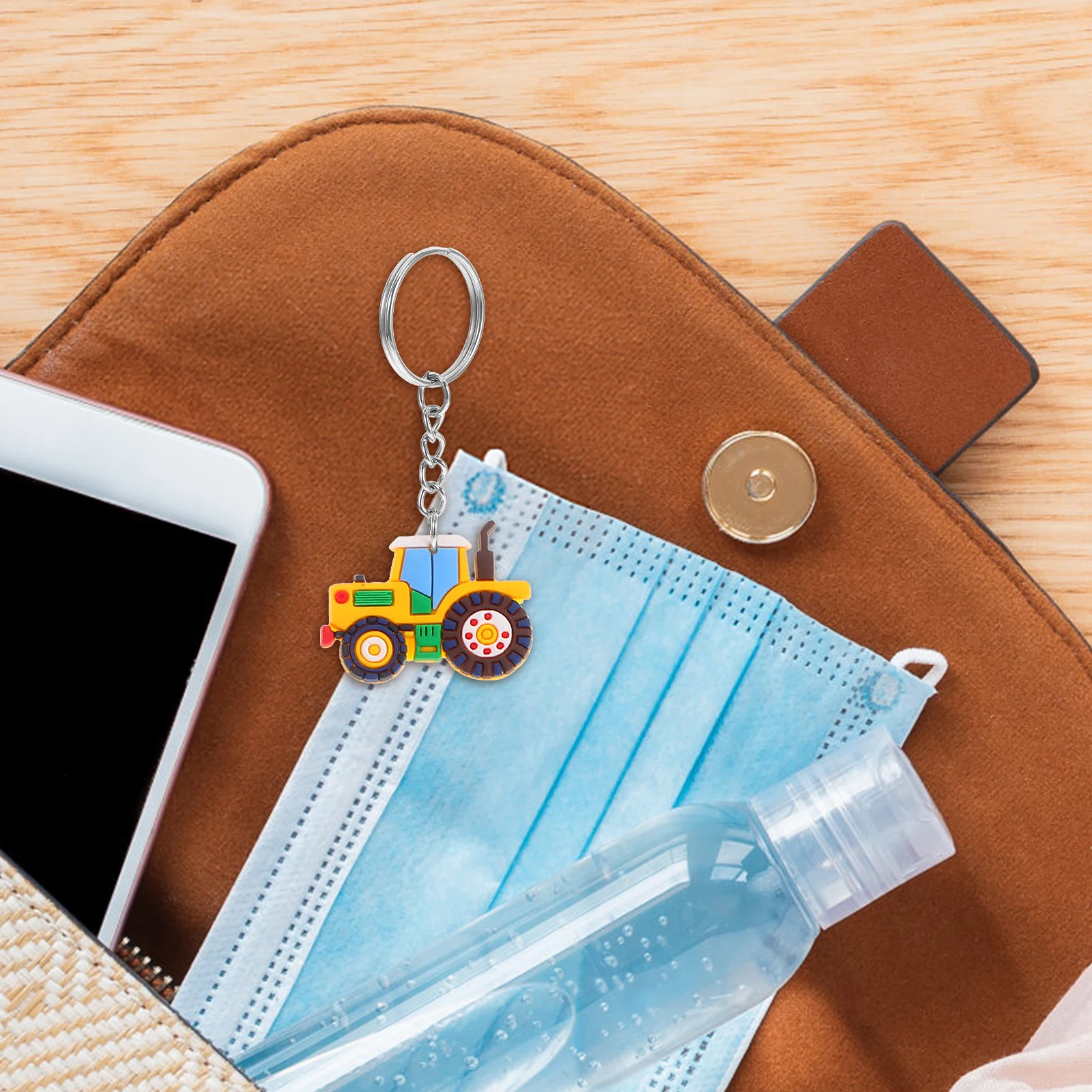 

12pcs Farm Vehicle Keychain Cute Tractor Key Ring For Kids Backpack Party Favors Harvest Decorations Goodie Bag Stuffers