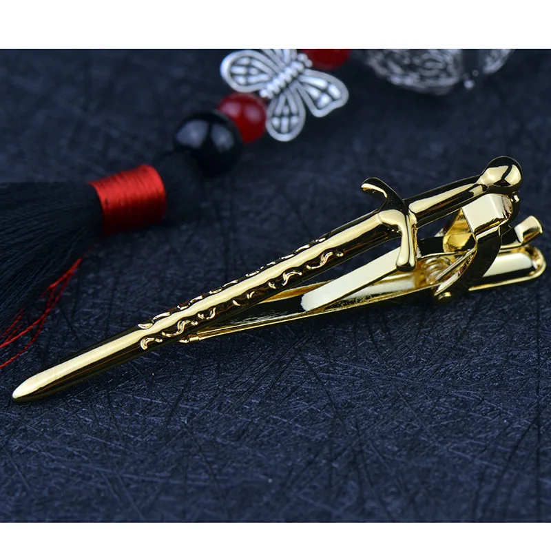 Metal Tie Clips Men\'s Gifts Daily Accessories Personality Simple Novelty  Gun-Black Big Sword High-quality Necktie Clip