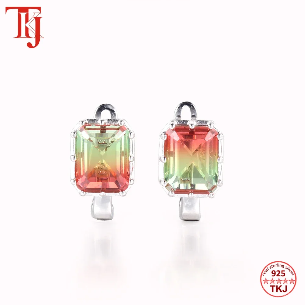 TKJ Multicolored Accessories Tourmaline Stone Earrings Vintage Fashion 925 Sterling Silver Earring For Women