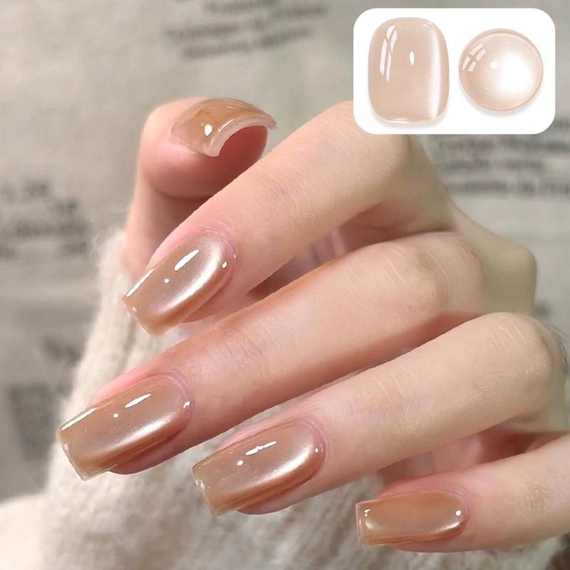 10 مللي القط العين هلام مسمار البولندية الشمبانيا الذهب شبه الدائم بريق المغناطيسي هلام نقع قبالة UV LED الورنيش تصميم الشتاء الخريف #5