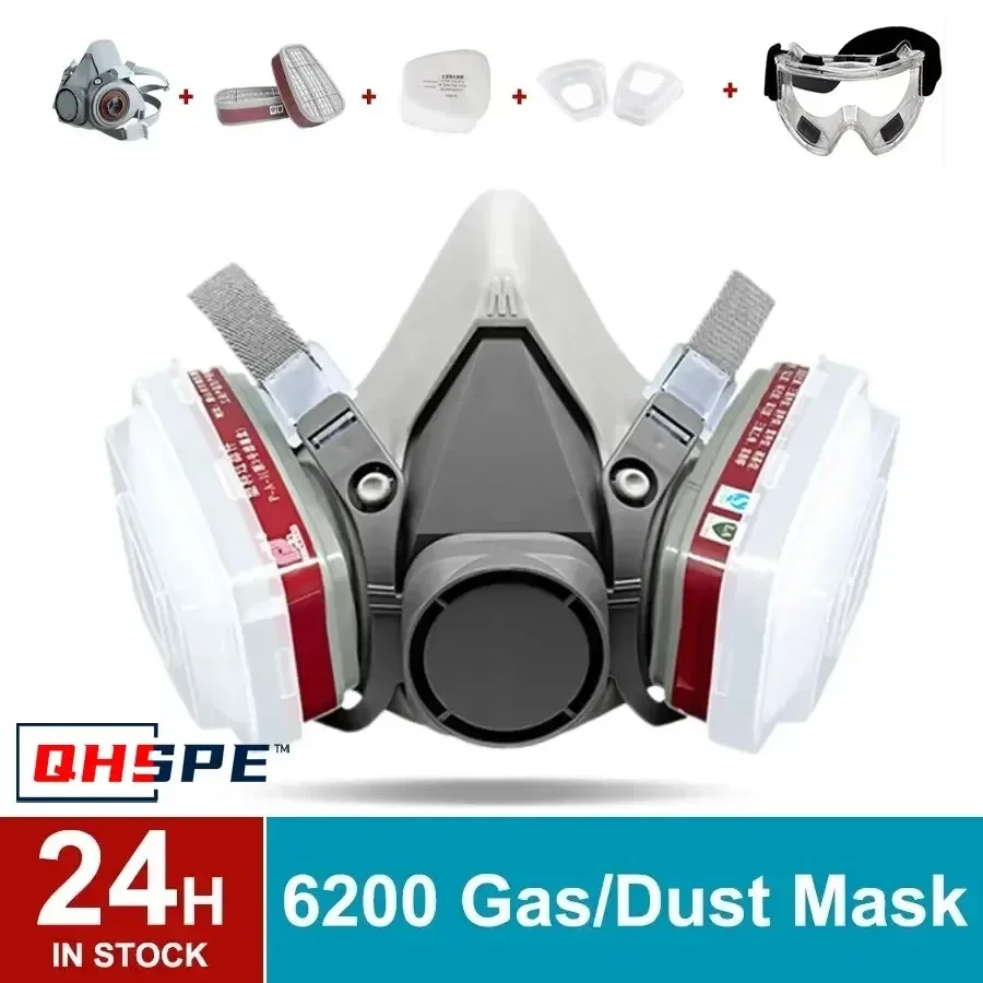 Original 6200 Respirator Reusable Half Face Cover Gas Mask with Cotton Filter Goggles for Painting Spray Polishing Work Safety image 2
