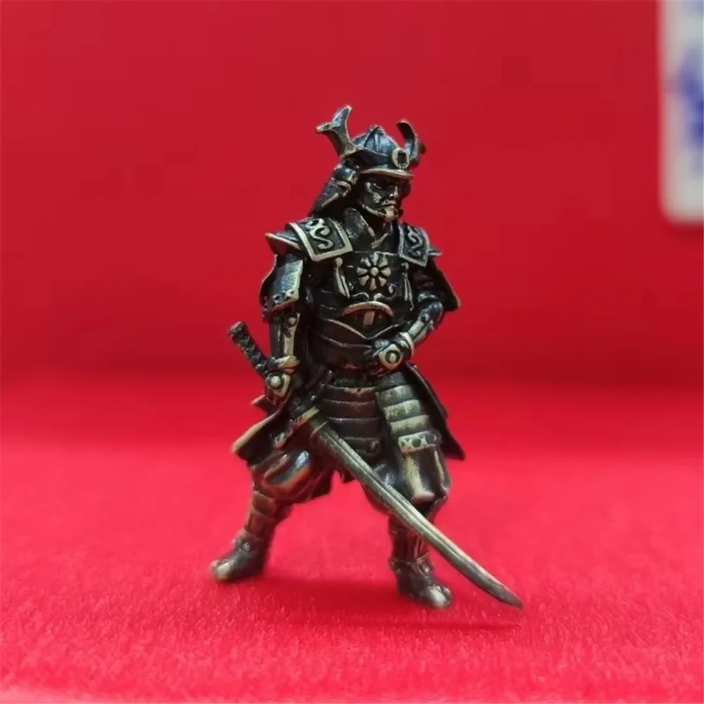 New 4cm Black Pure Copper Slanting Knife Samurai Ancient Soldier Toy Model Figurine Desktop Decoration Man Gift