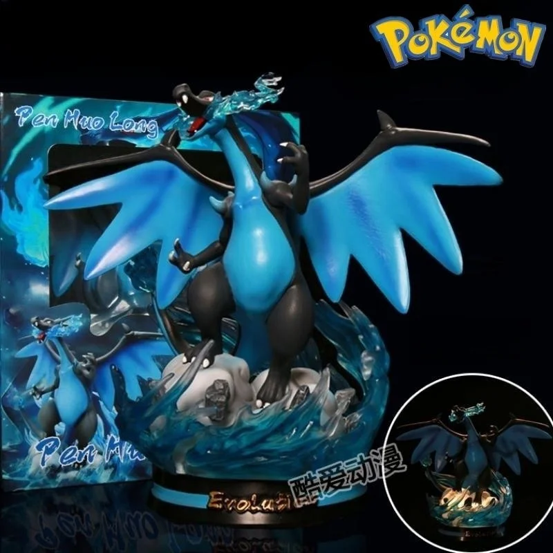 

New 28cm Anime Pokemon Mega Charizard X Figure Gk Dracaufeu Glurak Manga Statue Pvc Action Figurine Collectible Model Toy Gift