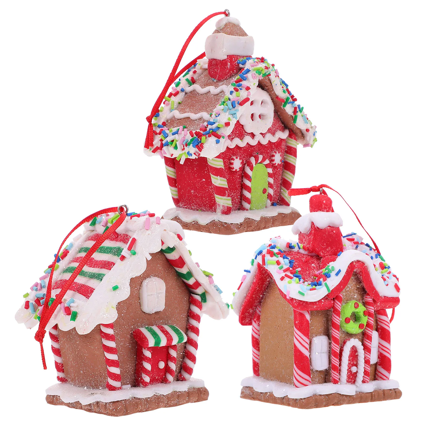 

3pcs Gingerbread House Ornaments For Christmas Tree Gingerbread Christmas Decor With Rope Xmas Hanging Ornaments For Tree