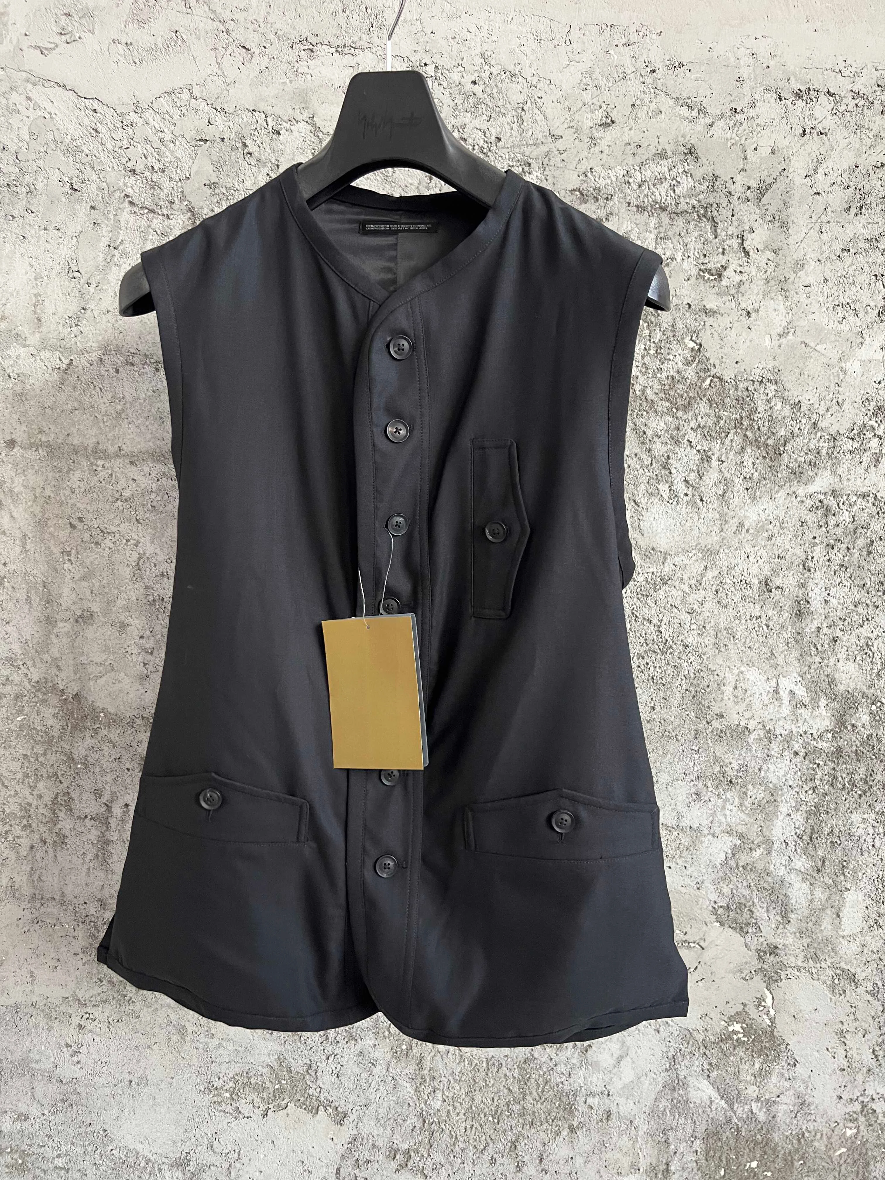 TOP-YAMAMOTO giacca in lana con clip corta stampata in lino