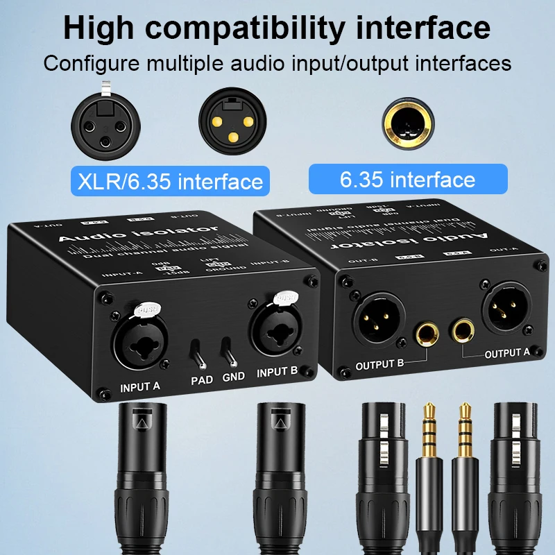 Audio Source Switcher Manual Selector Passive 2 In 1 Out/1 In 2 Out XLR Balanced For Microphone Sound Card Mixer - view 3