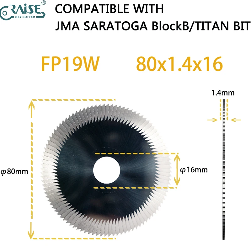 JMA Cutter FP19W 80x1.4x16 Compatible with JMA SARATOGA BlockB TITAN BIT & ERREBI Locksmith Tools