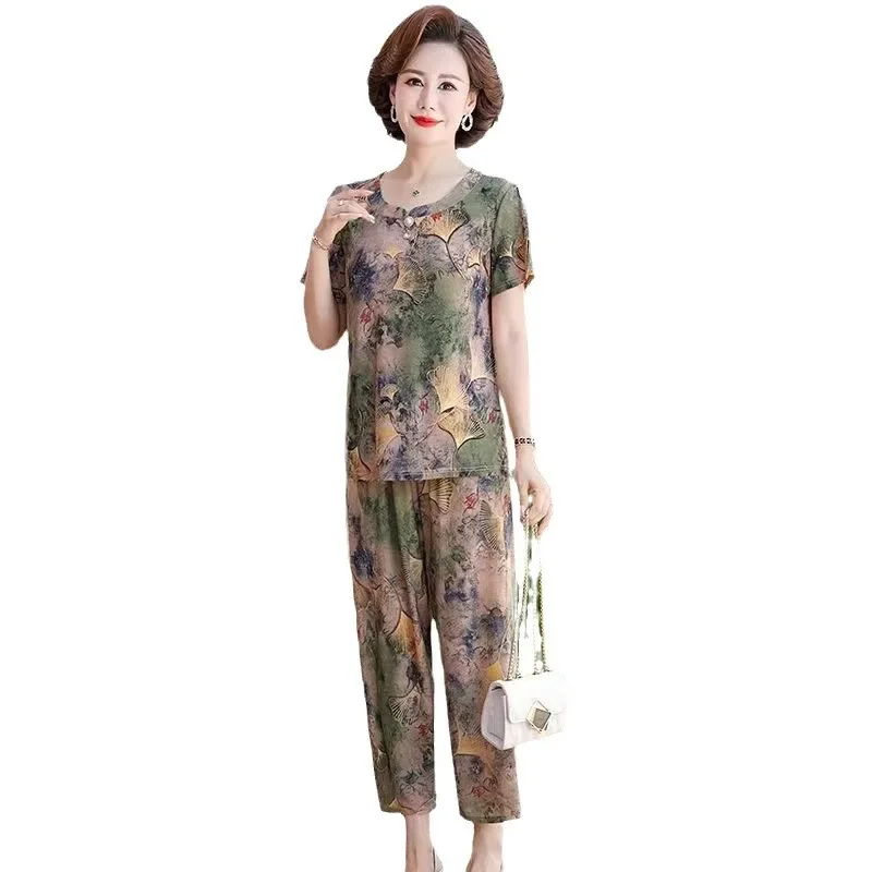 Lady Floral Print Satin Pajama Sets Ensembles 2 Piece Pants Trouser Ruffled Elegant Outfit Lounge Women Pijama Woman Pajamas