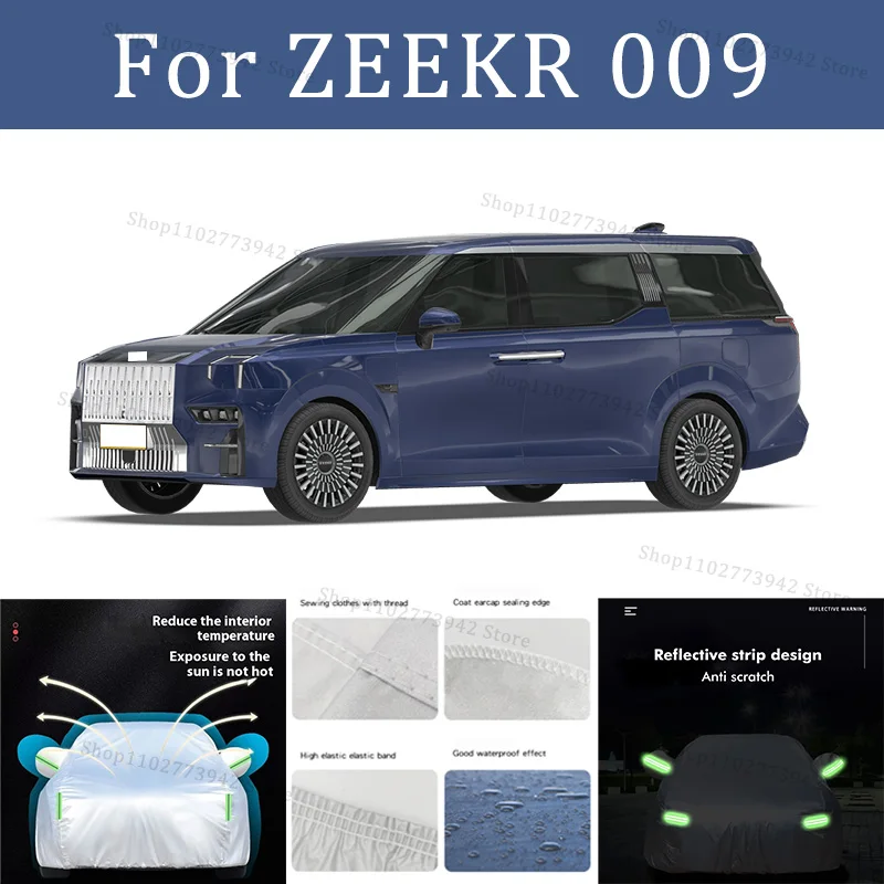 

Black Silvery Scratch-Resistant Car Cover - Dustproof & Sun-Resistant, Comprehensive Protection for ZEEKR 009 Outdoor Parking