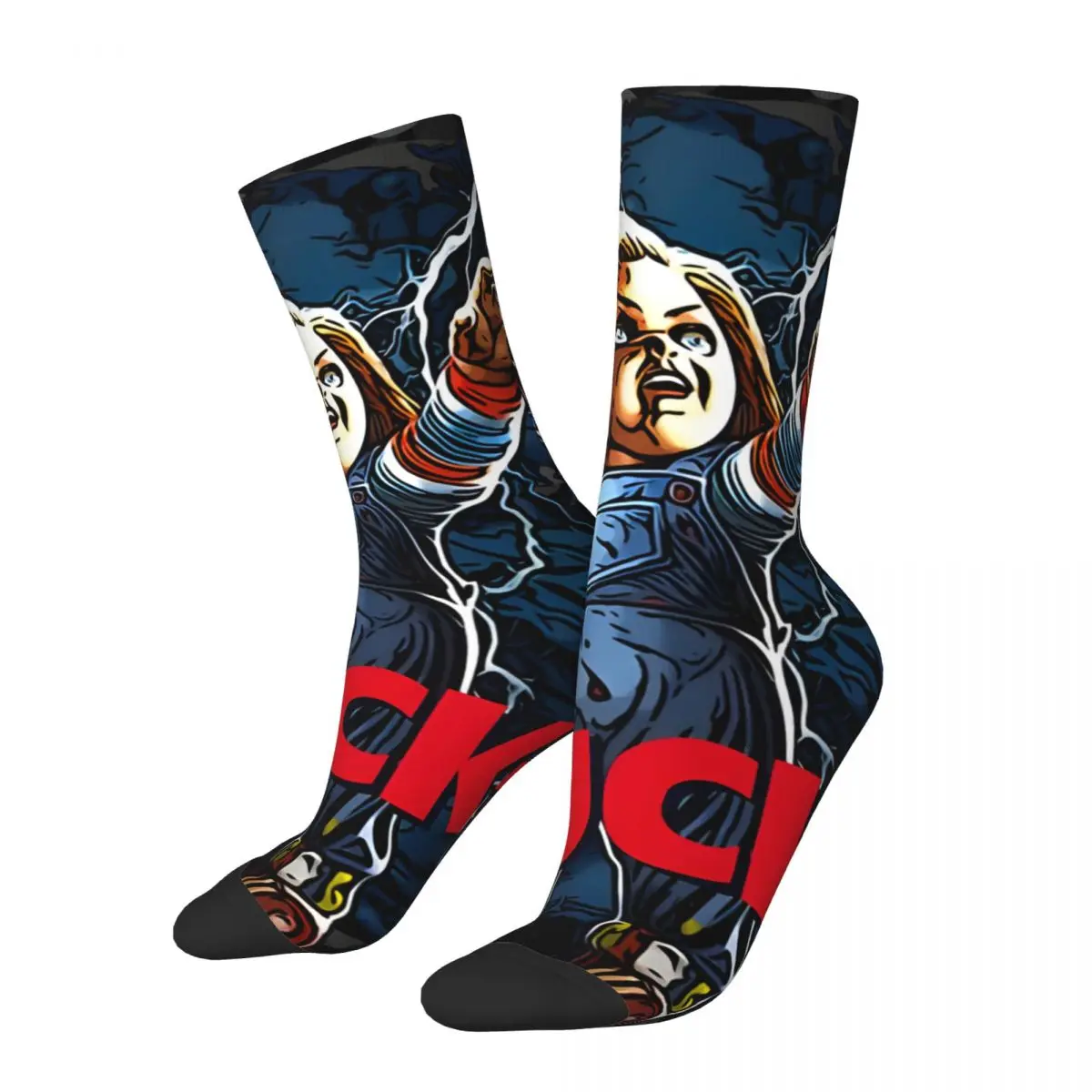 Retro Funny Men's compression Socks Unisex C-Chucky Harajuku Seamless Printed Novelty Crew Sock