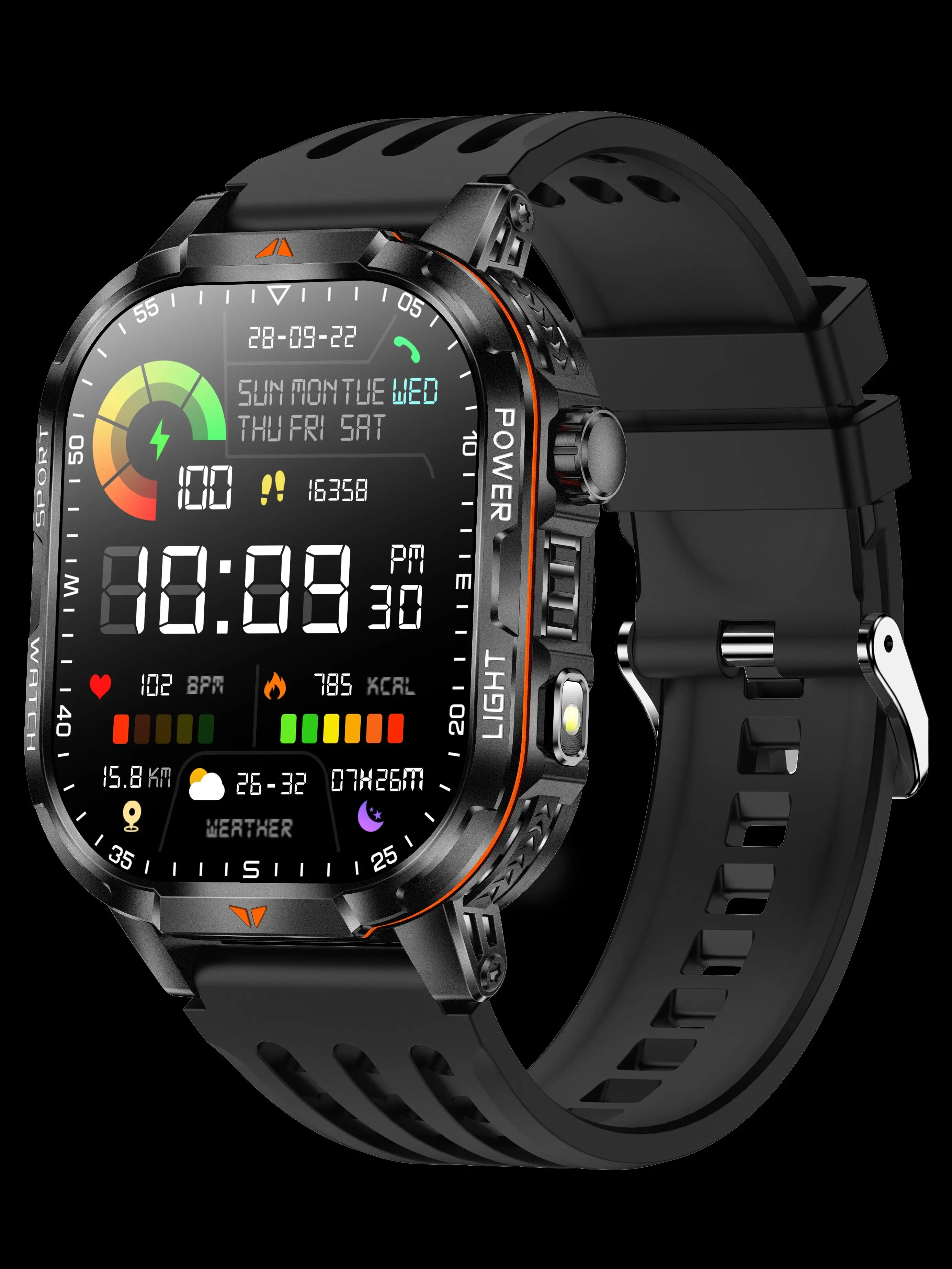 Nowy smartwatch 2026 z super dużą baterią 1400mAh, GPS, funkcją połączeń BT, ekranem AMOLED 2.01 cala, wodoodpornością 10ATM, dla kobiet i mężczyzn, idealny do aktywności na zewnątrz. — 2