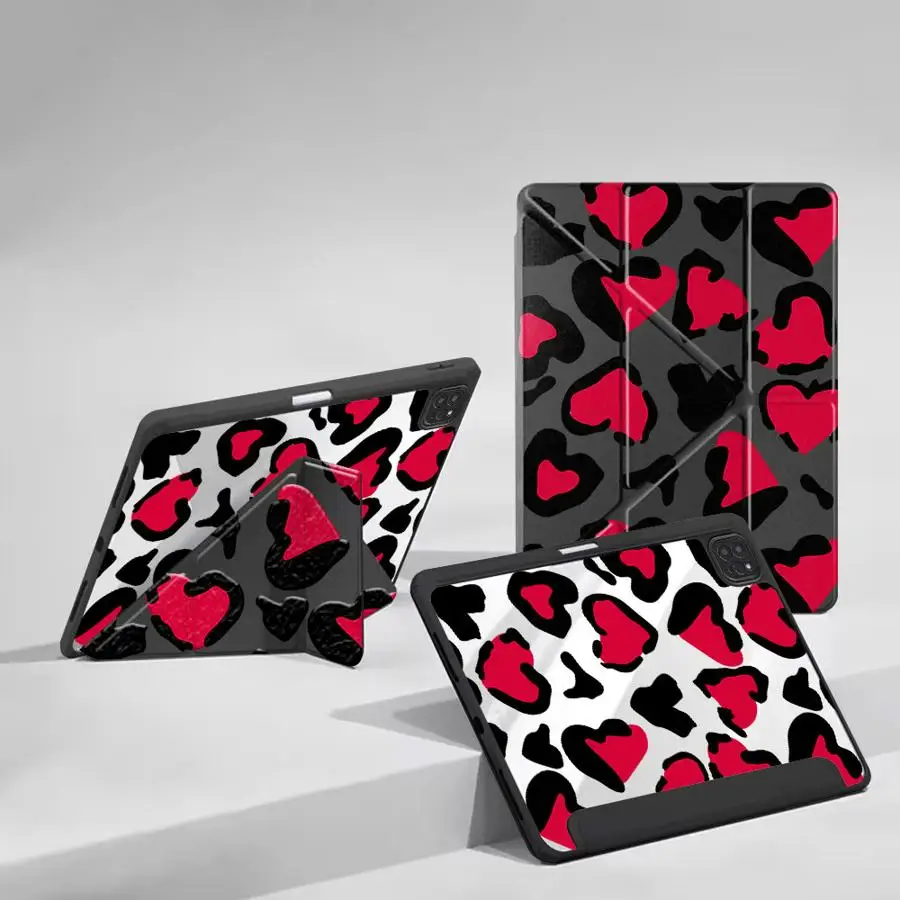 

Heart Leopard Print Tablet Case For iPad Pro 11 10 9 8 7 th 12.9inch Air 4 5 M3 M2 M4 11inch Pro 2025 Mini 6 7 Holder Cover