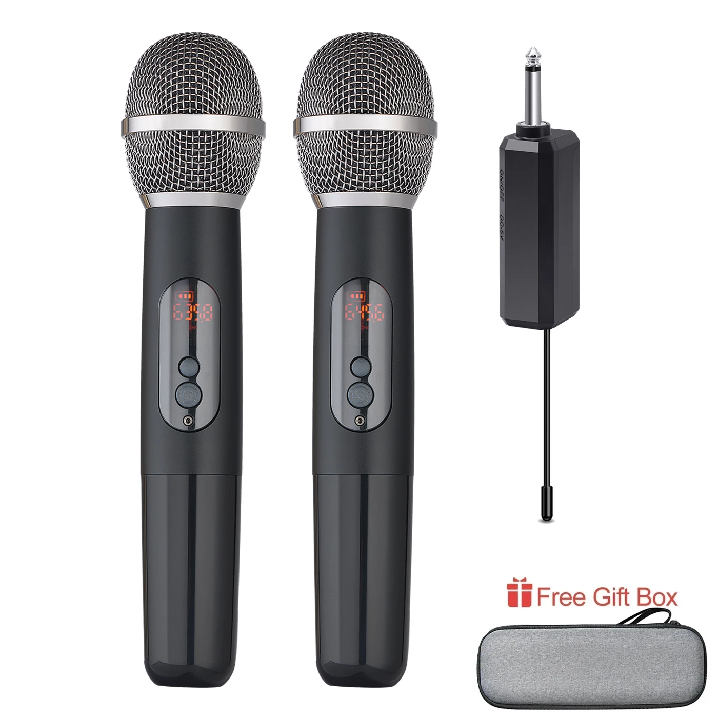 

UHF Dual Karaoke DJ Microphone Cordless Dynamic Handheld Mic for Singing Stage Church Adjustable Frequencies MIC 60m