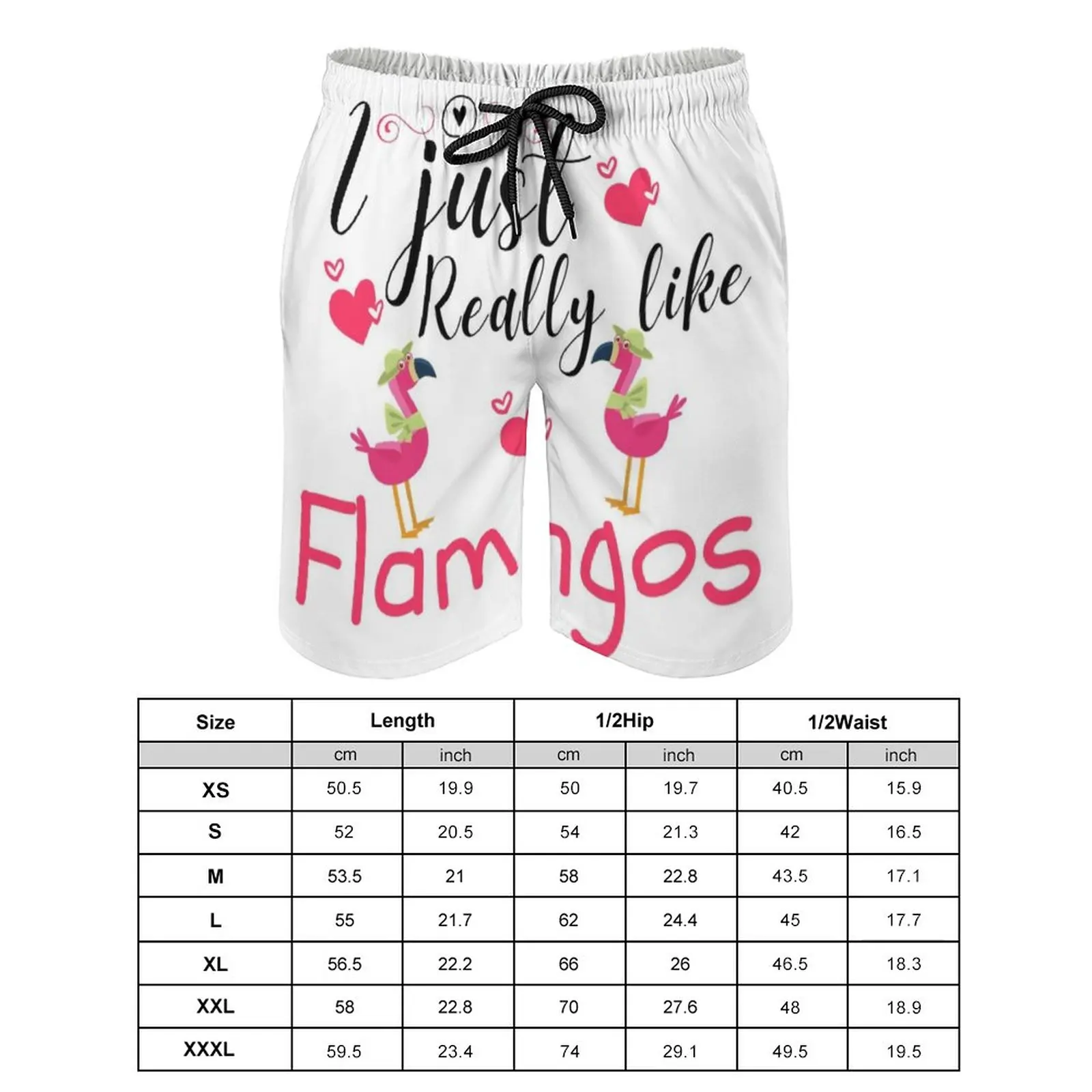 I Just Really Like Flamingos Board Shorts Daily Men Beach Shorts  Pink Retro Vintage Animal Plus Size Board Pants Hot