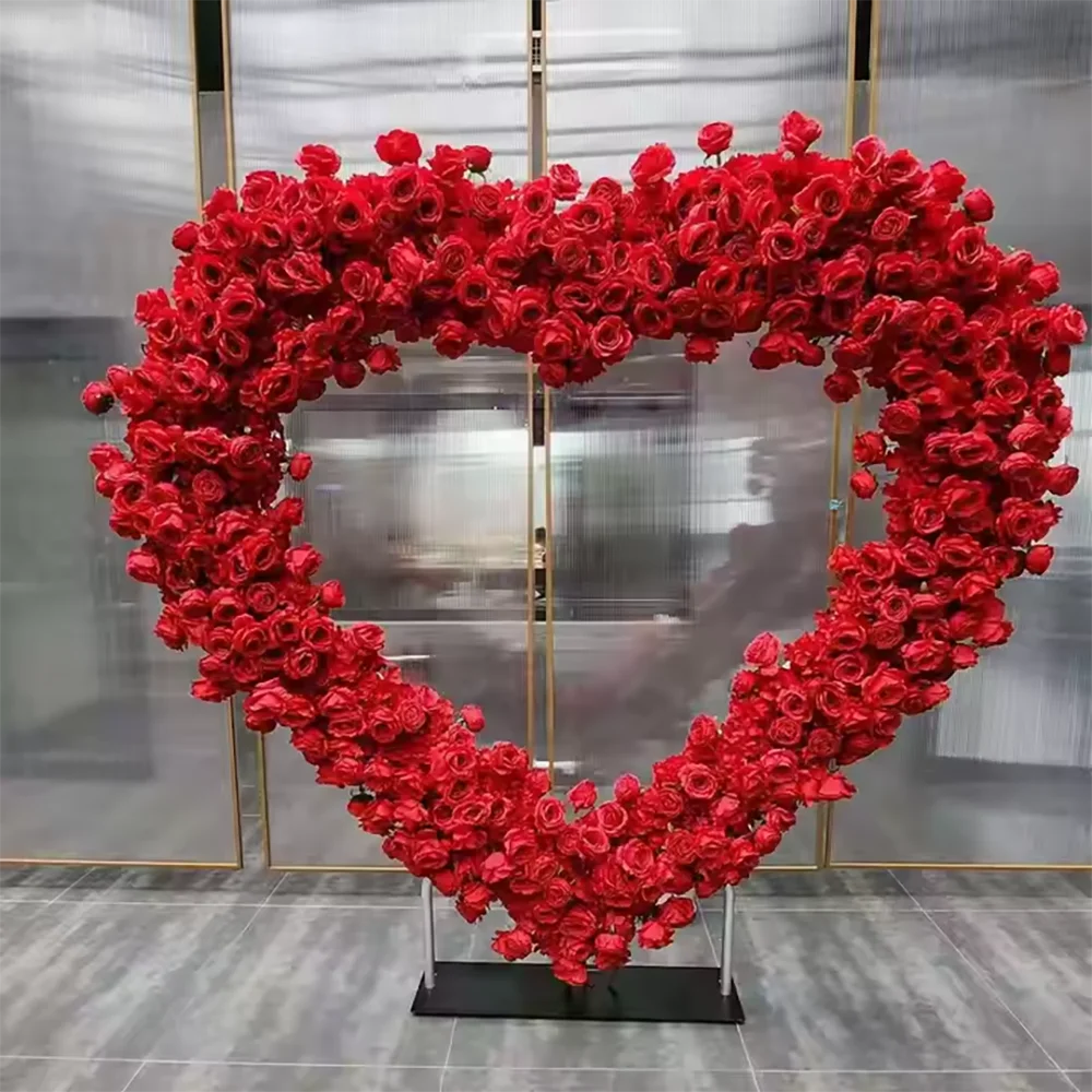 

New Style Heart Shape Arch Wedding Decoration Flowers Backdrop Heart Flower Wall For Wedding Party Decoration