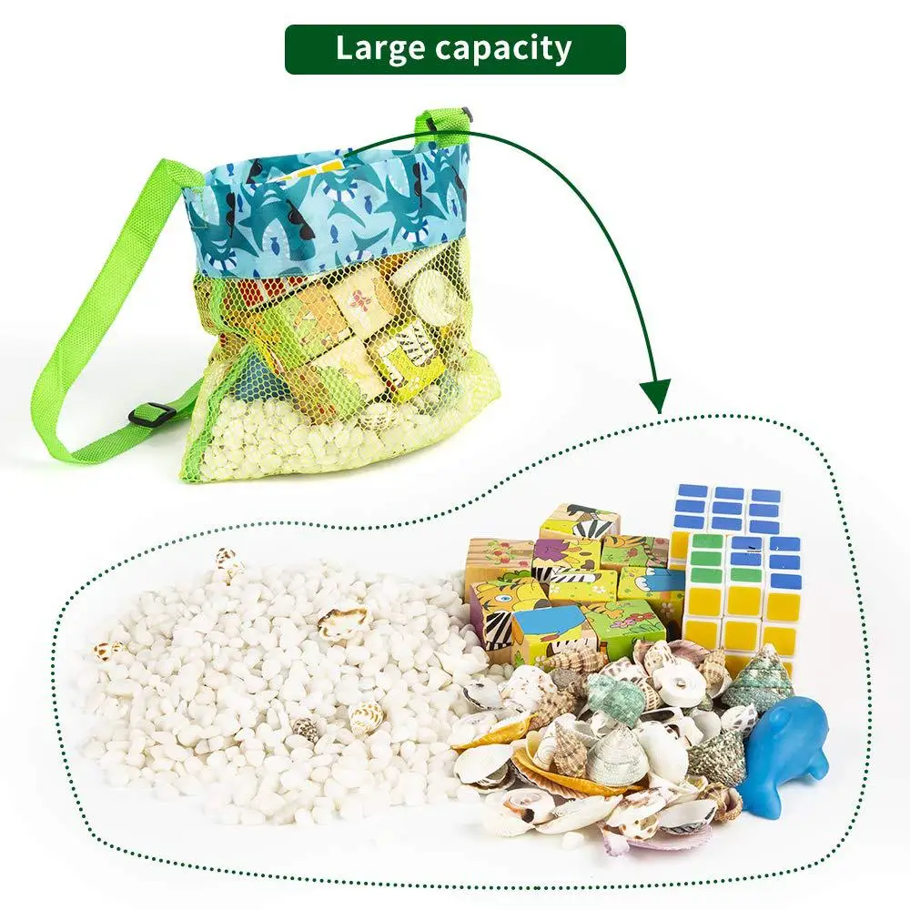 Portable Outdoor Beach Mesh Bag Children Sand Away Foldable Kids Beach Toys Clothes Bags Toy Storage Sundries Organiser Bag